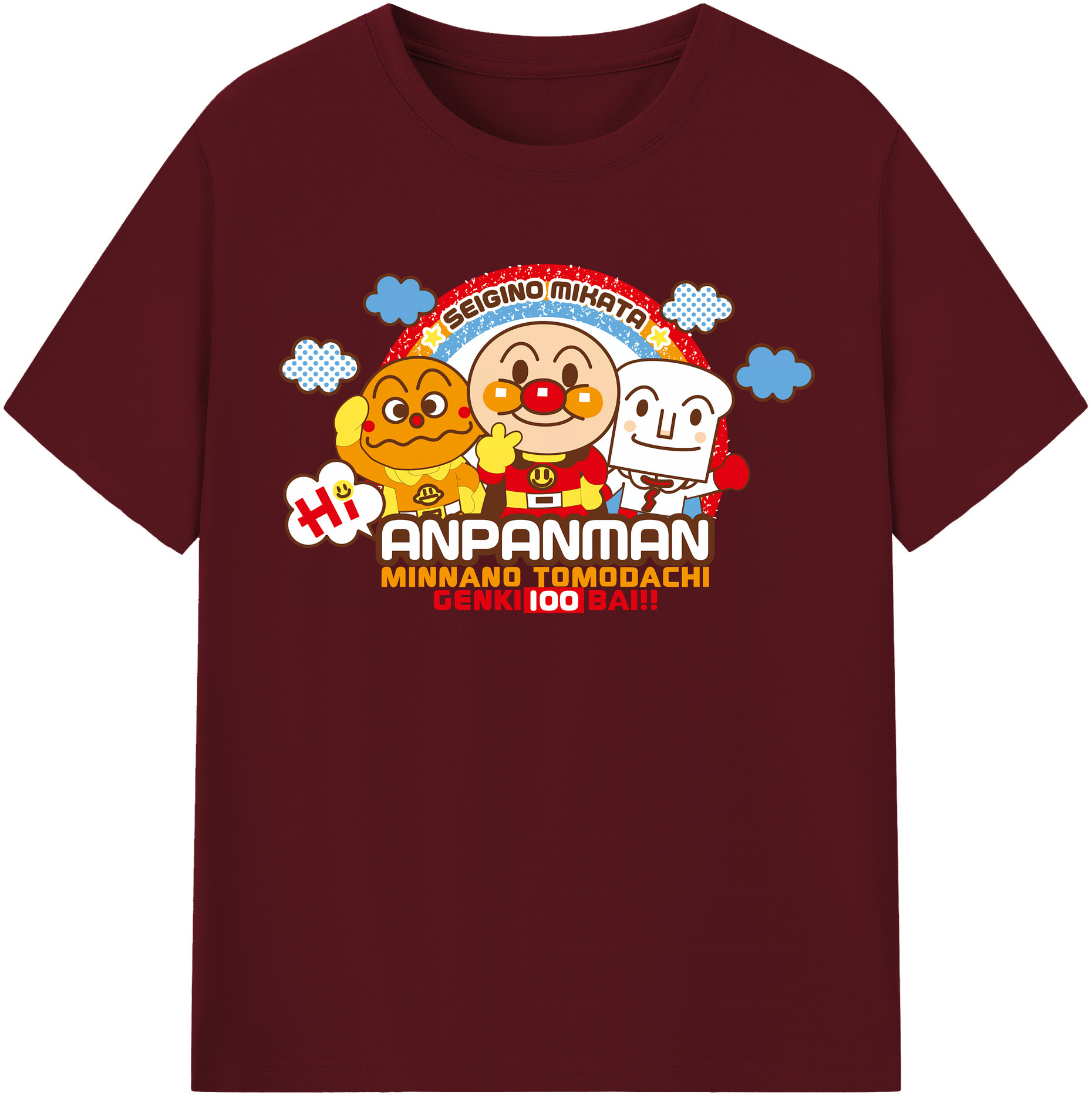 （画像用） アンパンマン Anpanman 綿100％半袖Tシャツ（フロントプリント）